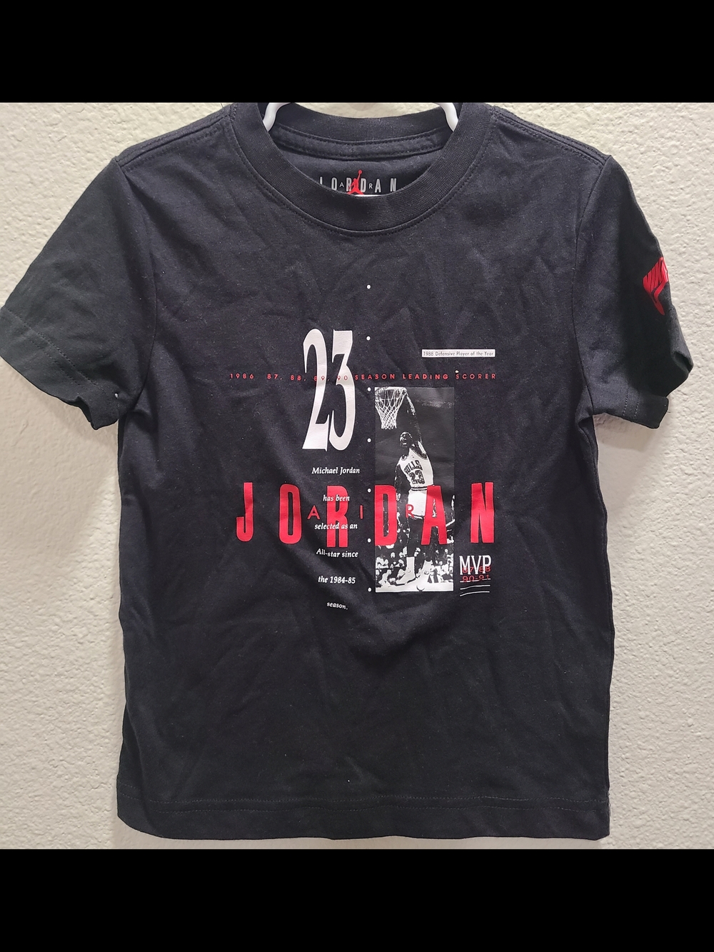 Jordan Black Tee with Red & White Graphic